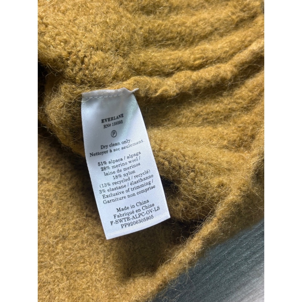Everlane Superfuzz Alpaca Crewneck Sweater Mustard Gold Balloon Sleeve Womens S - Picture 9 of 13